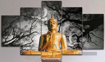 Gemälde Set Werke - Buddha und Taube in Set Panels
